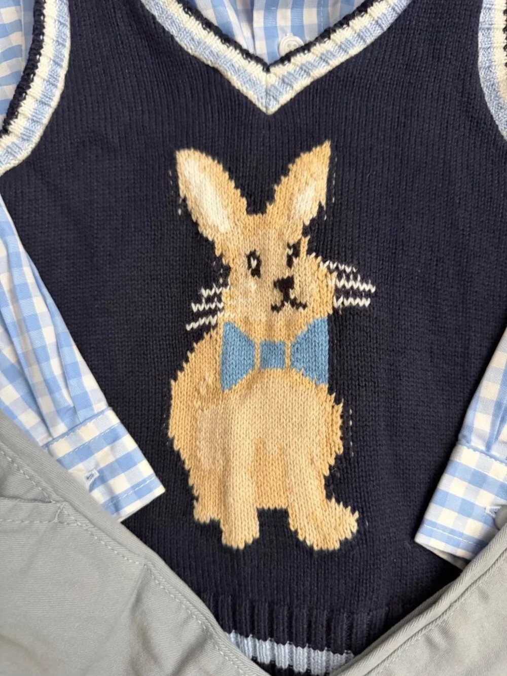 3T Easter Outfit Bundle Bunny Sweater Vest Gingham Shirt & NWT Children’s Place